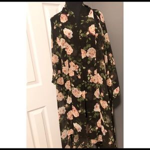 Ladies black floral cover up